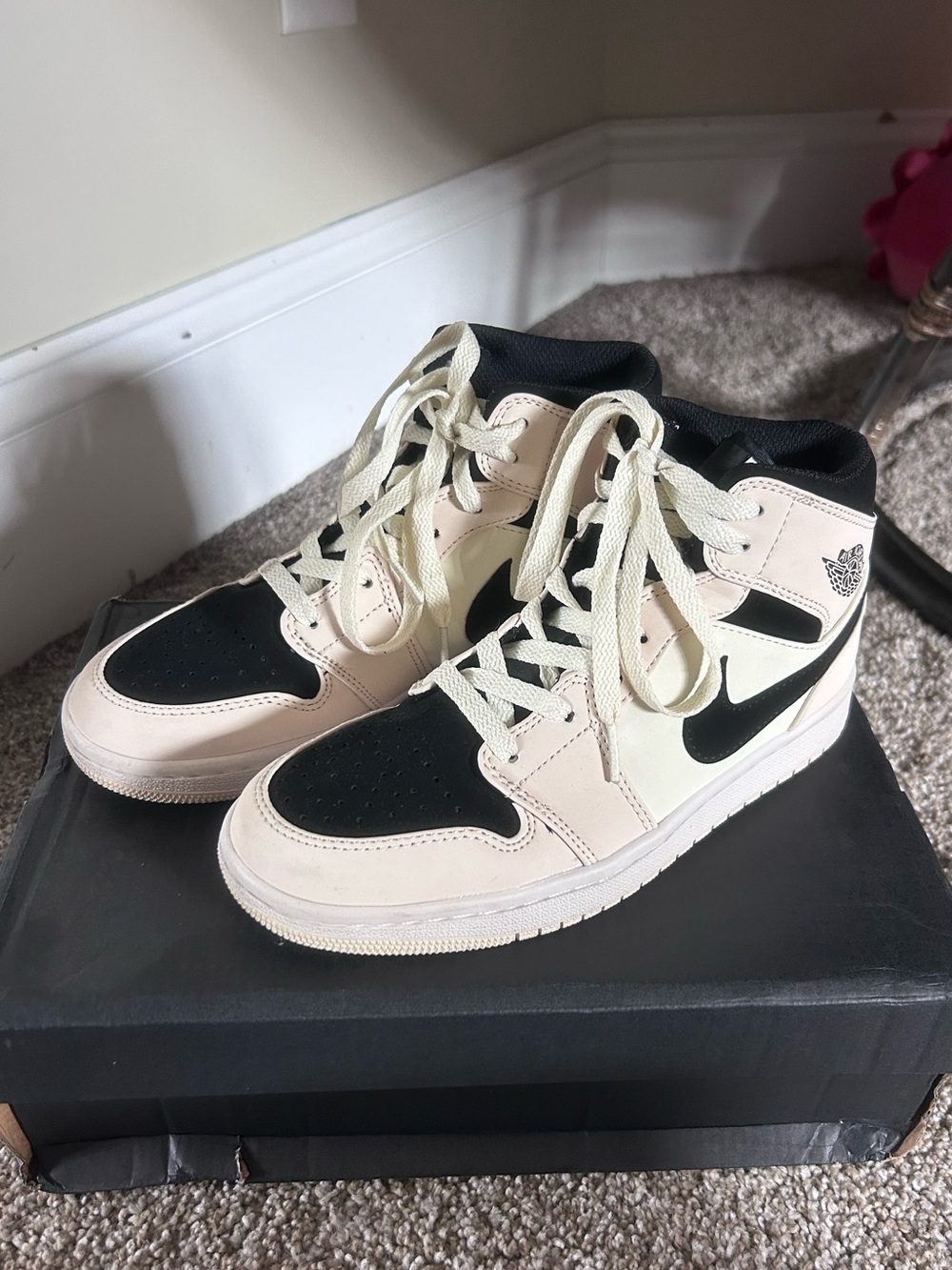 Jordan Women’s High-Top Sneakers in Cream & Black